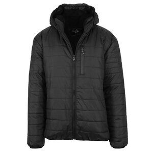 Mens Sherpa-Lined Hooded Puffer Jacket Black (Classic) L